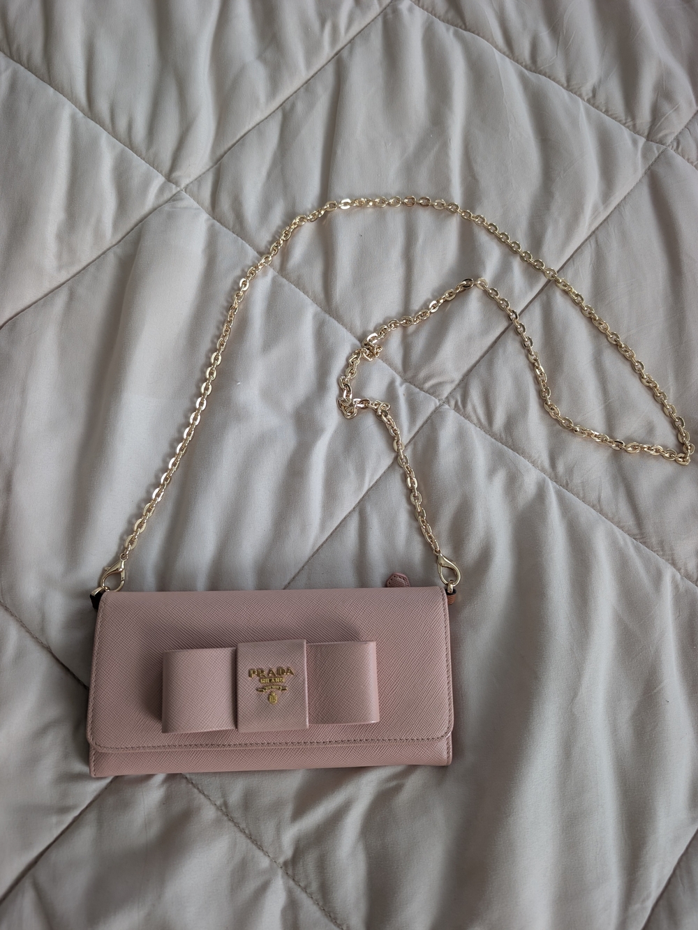 Prada Saffiano Fiocco Continental Bow Wallet